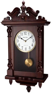 Wall Clock with Real Wood, 4 Chime Options, Swinging Pendulum, Antique Vintag... - Picture 1 of 4