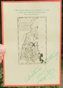 1794 State of New Hampshire Reproduktion Karte von Samuel Lewis 1929 Weihnachtskarte - Bild 1 von 6