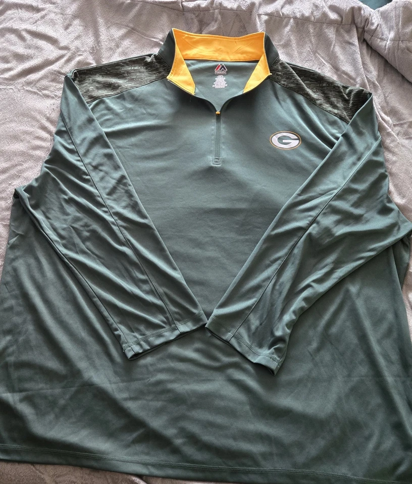 Pullover Majestic Green Bay Packers para hombre 4XL verde cuarto cremallera NFL Foto 1 de 4