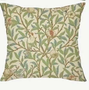 William Morris Abstract Floral Bird Design Linen Throw Pillow Cover Home Decor - Picture 1 of 4