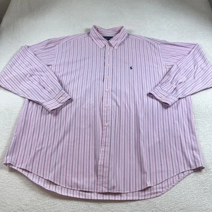Camisa POLO Ralph Lauren Para Hombres XXL Rosa Rayas Blake Manga Larga Con Botones - Imagen 1 de 11