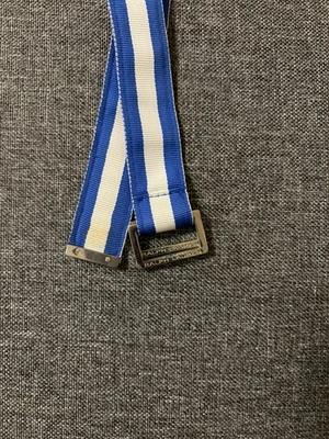 2 — Ralph Lauren, сине-белая полосатая лента, пояс с D-образным кольцом; розовый/зеленый ленточный ремень - Изображение 1 из 4