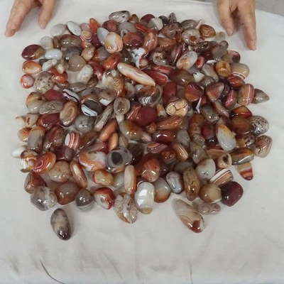 Piedras de palma de cristal de ágata cornalina Sardonyx con bandas naturales de 10,4 lb 200 curación Foto 1 de 4