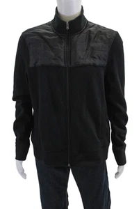 Michael Kors Mens Long Sleeve Front Zip Mock Neck Knit Jacket Black Size Large - Picture 1 of 6