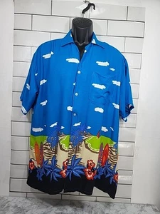 Hawaiian Mens XL Blue Shirt Vacation Cruise Resort Beach Party Button Down - Picture 1 of 7