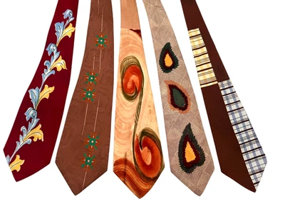 Lote de 5 corbatas vintage para hombre de la década de 1940 | Corbatas novedosas Swing Era Silk Rayon MCM Foto 1 de 4