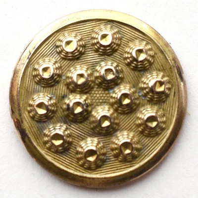 Antique Gold Gilt Button Geometric Chased Pattern R & W ROBINSON EXTRA RICH 1” - Image 1 of 4