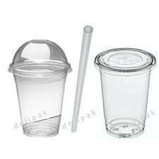Disposable Smoothie Cups, Domed Lids, Plastic Milkshake Glasses, Glass Party Cup
