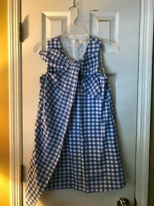 PRE OWNED Girls Large ( 10/12)1Cat&Jack blue and white check sleeveless dress - Picture 1 of 2