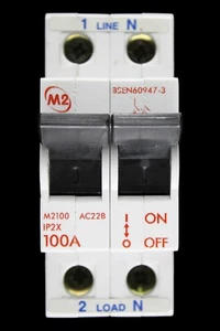 M2 100 AMP DOUBLE POLE MAIN SWITCH DISCONNECTOR M2100 AC22B - Picture 1 of 6