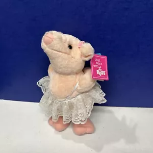 Vintage Russ Berrie PLIE Cute Pig Plush Stuffed Animal Toy Lace Tutu Flower Pink - Picture 1 of 5