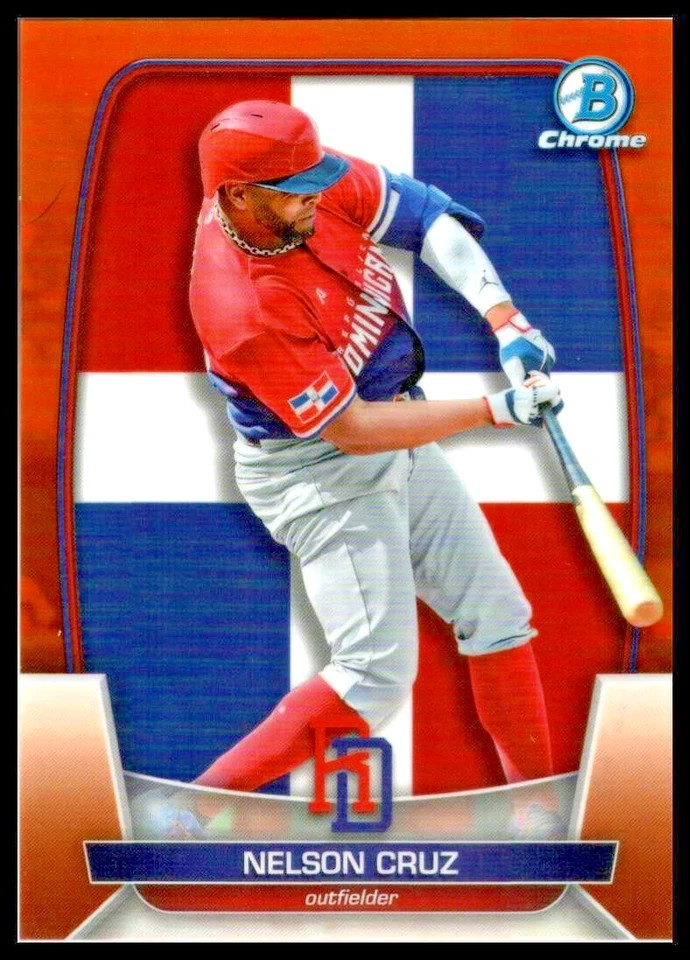 2023 Bowman Chrome WBC Flag Orange Refractor #WBC29 Nelson Cruz Nationals /25 - Image 1 of 2