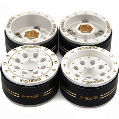 4x RC Adjustable Offset 1.0 Beadlock Wheels Brass Rims For TRX4M SCX24 Crawler - Image 1 of 4