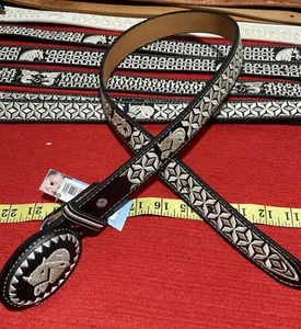 Kids Western Cowboy Belt  Embroidered Belt. Cinto Vaquero De Niño Toro Size 30 - Picture 1 of 8