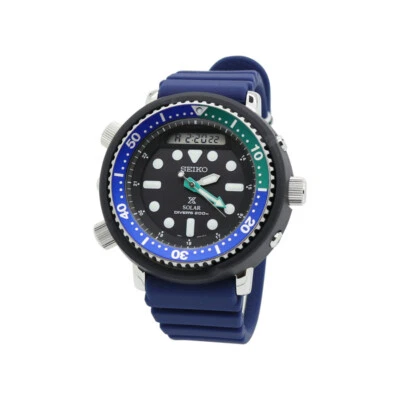 Seiko Prospex Men's Black Dial Blue Silicone Band Analog-Digital Watch SNJ039 - Image 1 of 2