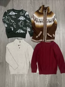 Lot Bundle of Red/Green H&M, Craft+Flow&More Knit Sweaters Size Kids Boys 6T  - Picture 1 of 12