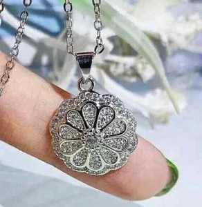 2.50 Ct Round Lab Created Diamond Women's Flower Pendant 14K Yellow Gold Plated - Picture 1 of 4