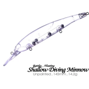 20PCS 14.5CM 14.2G Shallow Diving Minnow DIY Unpainted Bait Blank Fishing Lure - Picture 1 of 10