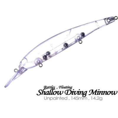 20PCS 14.5CM 14.2G Shallow Diving Minnow DIY Unpainted Bait Blank Fishing Lure - Image 1 of 4