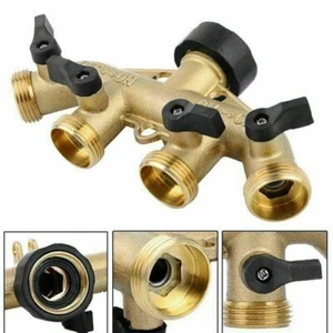 4-Wege Verteiler regelbar 4 Fach Garten Schlauch Wasserverteiler 3/4" Ventil - Bild 1 von 10