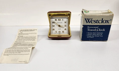 WestClox Keywound Travel Clock In Original Box Working Cover
