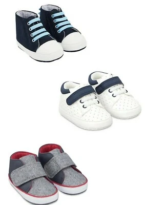 MOTHERCARE Bebé Niños Cochecito Zapatos Azul Marino Rojo Primeros Entrenadores Suaves Niño Pequeño Botines NUEVO Foto 1 de 4