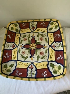 PIER 1 VALLARTA 13" QUADRATISCHE SERVIERPLATTE handbemalt NEU - Bild 1 von 6