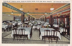 Postal interior comedor Hotel Rosslyn Los Ángeles California años 30 - Imagen 1 de 2