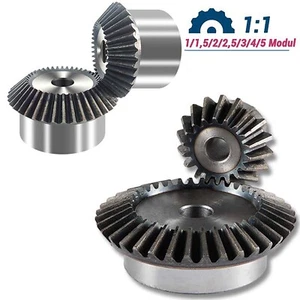 1/1.5/2/3-5 modulo cambio conico 90° 1:1 accoppiamento ruote coniche C45 acciaio ruota conica - Foto 1 di 13
