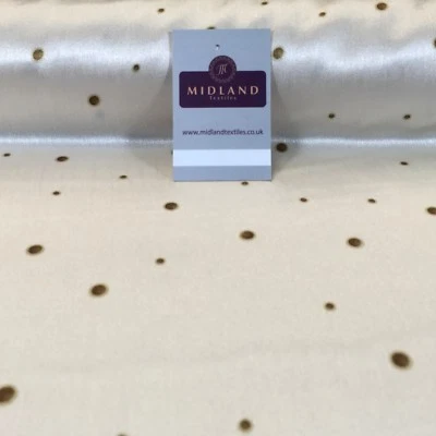 £2.99 Cream spotted silky smooth satin dress fabric 58" M145-67 Mtex