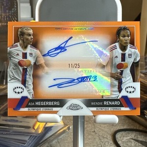 2022-23 Topps Chrome Women's Dual Auto Orange Ada Hegerberg Wendie Renard /25