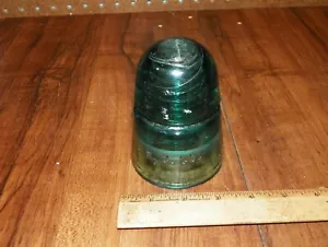 Vintage H. G. CO. Aqua grün Telefonmast Glas Isolator - H on Top - Bild 1 von 7