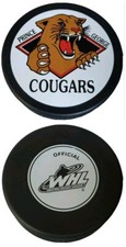 PRINCE GEORGE COUGARS VINTAGE WHL OFFICIAL INGLASCO HOCKEY PUCK MADE IN 🇸🇰