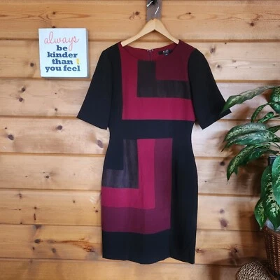 Vestido Vaina Alex Marie Manga 1/2 Bloque de Color Geométrico Carrera Oficina Trabajo Talla 6 Foto 1 de 4