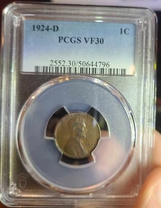 1924 D Lincoln Cent! PCGS VF30 Full wheat lines.  - Picture 1 of 3