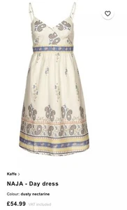 Kaffee Naja Damen Baumwolle Riemenkleid Gr.8 Euro 36 NEU UVP £54,99 🙂 - Bild 1 von 12