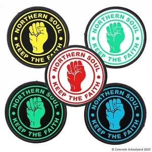 Northern Soul Keep The Faith Pack de 5 parches vinilo inalámbrico 45 parches imagen para planchar mod - Imagen 1 de 5