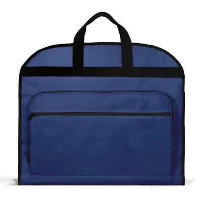 DALIX 39" Business Garment Bag Cover Suits Dresses Clothing Foldable Pockets Navy Blue