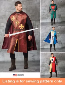 SEWING PATTERN Mens Costume - Knight Cloak Cape Medieval Knightfall Tabard 9775 - Picture 1 of 3