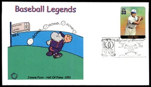 2000 Legends of Baseball Jimmie Foxx FDC Hall of Fame 1951 Wile Cachet - Picture 1 of 2