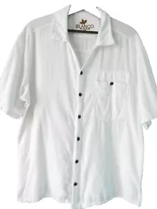 Blanco Shirt Men's XXL Bright White Short Sleeve Button Up Top 100% Cotton Beach - Picture 1 of 6