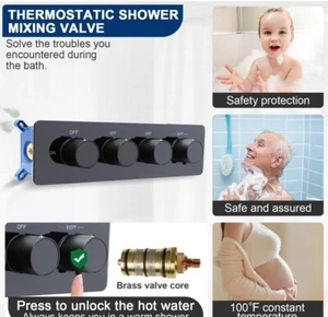 Thermostatic 3 Way Shower Diverter Valve, Brass Concealed Mixing Valve. - Picture 1 of 7
