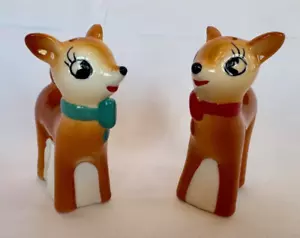 Vintage Weihnachten Band Baby Rentier Hirsch Rehkitz Keramik Salz Pfefferstreuer Set - Bild 1 von 8