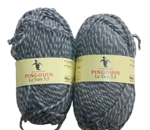 2 skeins Pingouin France Navy Jaspee Acrylic Wool Yarn Same Dye Lot - Picture 1 of 4