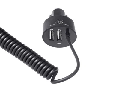 Chargeur de la voiture 2xUSB spiral 1.8m noir câble Maclean MCE76 - Photo 1/3
