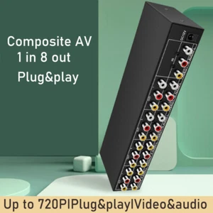 4/8 Port RCA Video Audio AV Splitter 1x8 1x4 Composite AV Switcher Selector Box - Bild 1 von 10