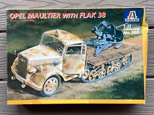 ITALERI 1/35 WW II GERMAN OPEL MAULTIER WITH FLAK 38 GUN MODEL KIT 380 OPEN BOX - Picture 1 of 16