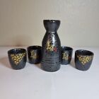 5 Piece Japanese Sake Set Cracked Ceramics