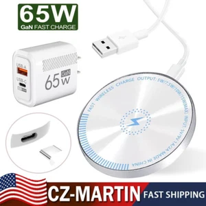 65W Wireless Phone Charger Pad Fast Charge Dock For iPhone 16 15 13 12 Pro Max - Picture 1 of 18