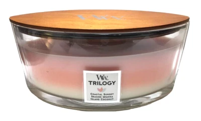 Woodwick ISLAND GETAWAY Coastal Sunset-Seaside Mimosa-Island Coconut  FREE SHIP - Image 1 of 3